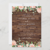 Floral Blush Gold Rustic Faire-part de mariage (Devant)
