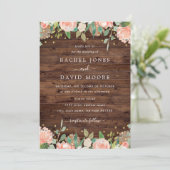 Floral Blush Gold Rustic Faire-part de mariage (Debout devant)