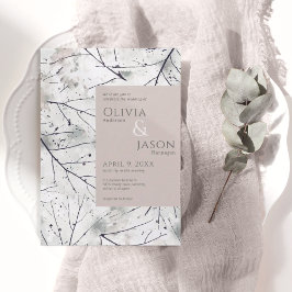 Floral Blush Grey Waterverf Invitation Kaart