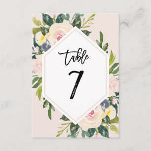 Floral Blush Handgeschreven Tabel 7 Nummerkaart Kaart