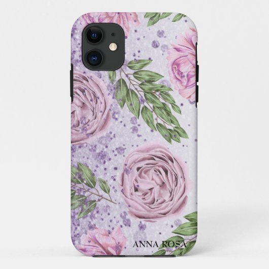 *~* Floral Blush Lavender PEONY Paars Glitter Case-Mate iPhone Case (Achterkant)