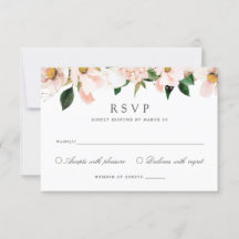 Floral Blush Magnolia Hydrangea Elegant carte RSVP