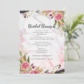 Floral Blush Marble Elegant Bridal Brunch Menu (Staand voorkant)