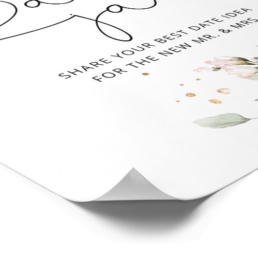 Floral blush navy date-ideeën. Datum jar Poster (Hoek)