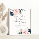 Floral blush navy date-ideeën. Datum jar Poster