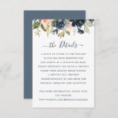Floral Blush & Navy Elegant Details Inzetstuk Kaar Kaart (Voorkant / Achterkant)