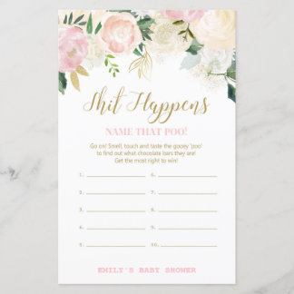 Floral Blush Pink and Gold Baby shower Game PRINT