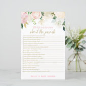 Floral Blush Pink and Gold Baby shower Game PRINT (Staand voorkant)