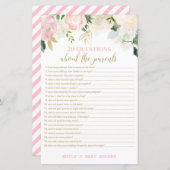 Floral Blush Pink and Gold Baby shower Game PRINT (Voorkant / Achterkant)