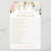 Floral Blush Pink and Gold Baby shower Game PRINT (Voorkant)