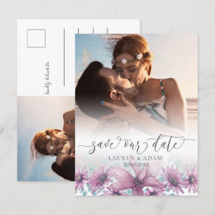 Floral Blush Pink Magnolia Save the Date Wedding Aankondigingskaart