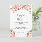 Floral Blush Pink Modern Elegant Boho Wedding Kaart (Staand voorkant)