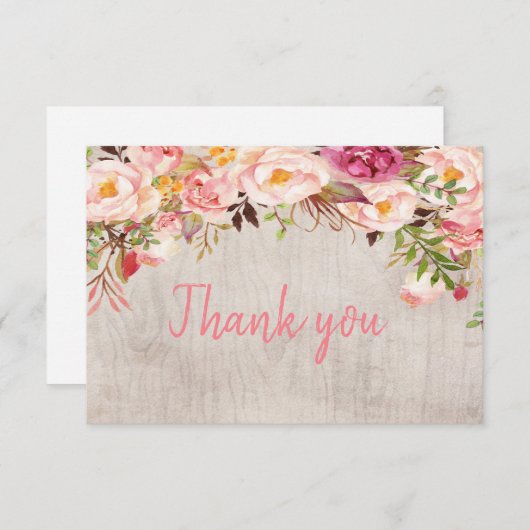 Floral Blush Pink Peony Hartelijk dank Bedankkaart (Voorkant / Achterkant)