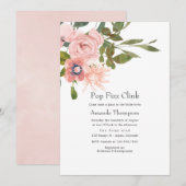 Floral Blush Pink Pop Fizz Clink Vrijgezellenfeest Kaart (Voorkant / Achterkant)