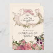 Floral Blush Pink Rabbit Wedding Save The Date (Voorkant / Achterkant)