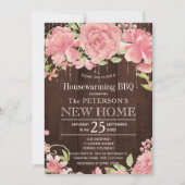 Floral blush roos peonies rustige bbq kaart (Voorkant)