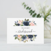 Floral Blush Rose Navy Bouquet Serez-Vous Ma Carte (Debout devant)
