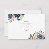 Floral Blush Rose Navy Bouquet Serez-Vous Ma Carte (Dos)