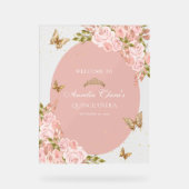 Floral Blush Rose Or Tiara Butterfly Quinceañera (Recto)