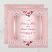 Floral Blush Roses Birthday Kaart (Voorkant / Achterkant)