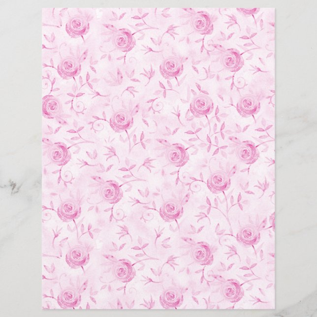 Floral Blush Roses Damask Scrapbook (Voorkant)