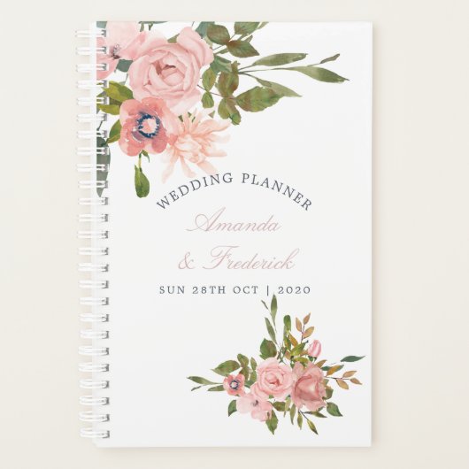 Floral Blush Roses Wedding Planner (Voorkant)