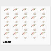 Floral Blush Roses Wedding Ronde Sticker (Vel)