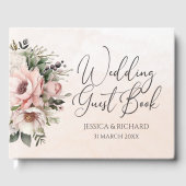 Floral Blush Roze Bruiloft Gastenboek (Voorkant)