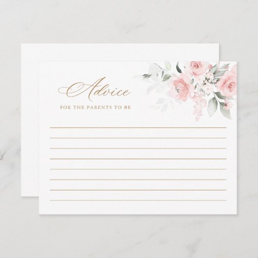 Floral Blush Roze Goud Baby shower Advies Kaart (Voorkant / Achterkant)