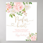 Floral blush roze goud Pacifier jachtgame Poster (Voorkant)