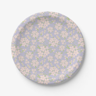 Floral Blush Roze op Lavender Papieren Bordje