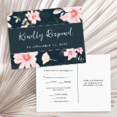  Floral Blush RSVP Trendy Script Maaltijd Keuze Uitnodiging Briefkaart