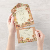  Floral Blush Rust alles in één uitnodiging (Afscheurbaar)