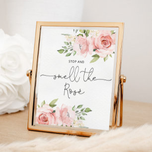 Floral blush Stop en ruik het roos Poster