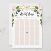 Floral Blush Vrijgezellenfeest Bingo Game Card Kaart (Voorkant)