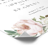 Floral Blush White Peony Leaf Mariage Affiche de b (Coin)
