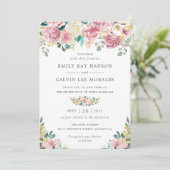 Floral Blush Yellow Greenery Eucalyptus Elegant Kaart (Staand voorkant)