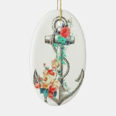 Floral Boat Anchor Keramisch Ornament (Rechts)