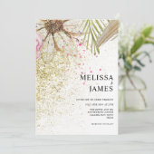 Floral Bohemian Botanical Waterverf Wedding Kaart (Staand voorkant)