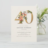 Floral Boho 40e Invitation anniversaire (Debout devant)