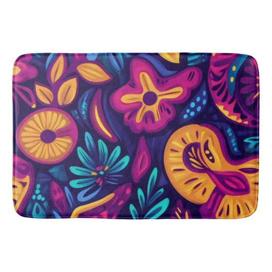 Floral Boho Abstract kleurrijk 4 Badmat (Voorkant)