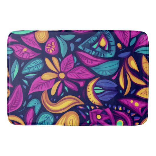 Floral Boho Abstract kleurrijk Badmat (Voorkant)