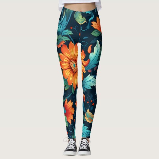 Floral Boho Art Pattern Leggings (Voorkant)