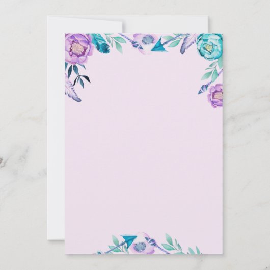 Floral Boho Baby shower Kaart (Achterkant)