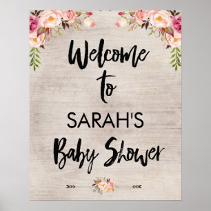 Floral Boho Baby shower Welkom Poster
