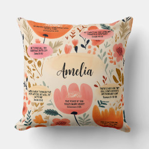 Floral Boho Bijbel Verzen Bevestiging met naam Kussen