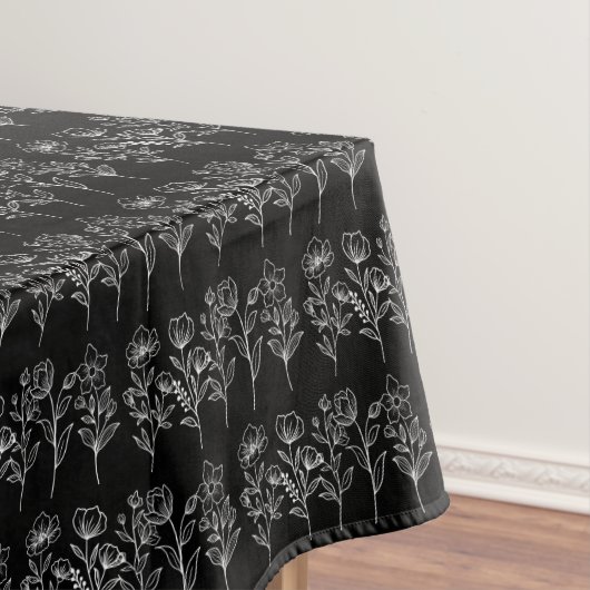 Floral Boho Black Botanische bruiloft Tafelkleed (Voorbeeld)