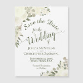 Floral Boho blanc Enregistrer la date Magnet de ca (Devant)