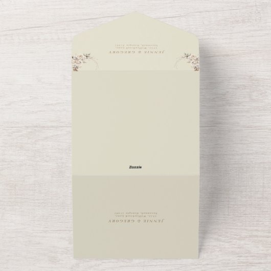 Floral Boho Blanc Tout en un Faire-part de mariage (Dehors)