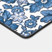 Floral Boho bleu avec nom et monogramme (Coin)